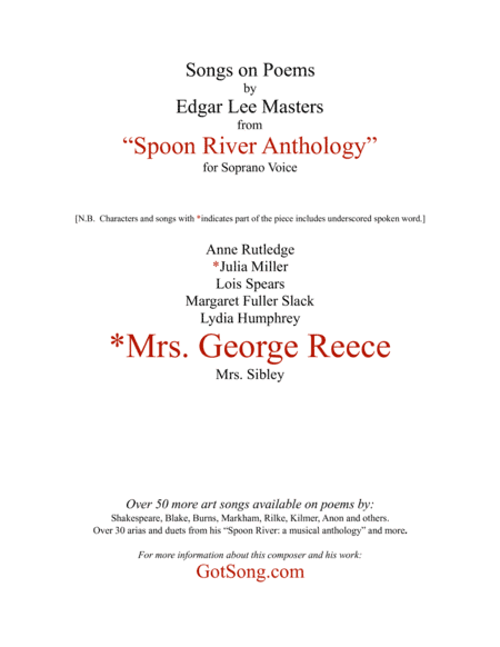 Mrs. George Reece from "Spoon River"
