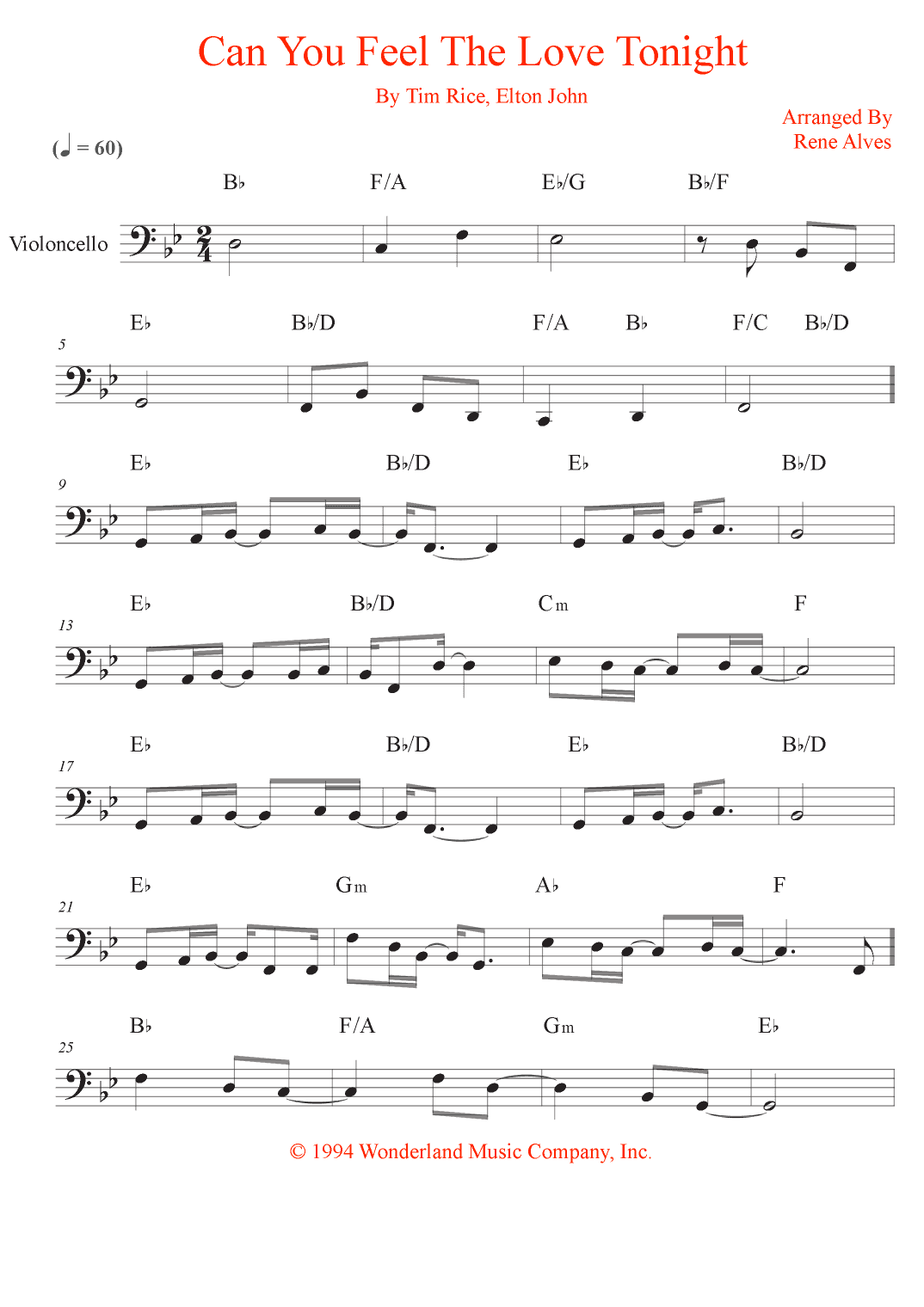 Can You Feel The Love Tonight (arr. Rene Alves)