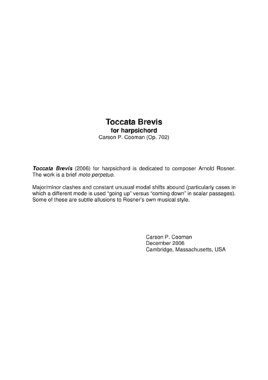 Carson Cooman: Toccata Brevis (2006) for harpsichord