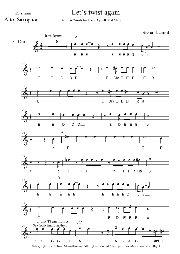 Let's Twist Again (arr. Stefan Lamml)