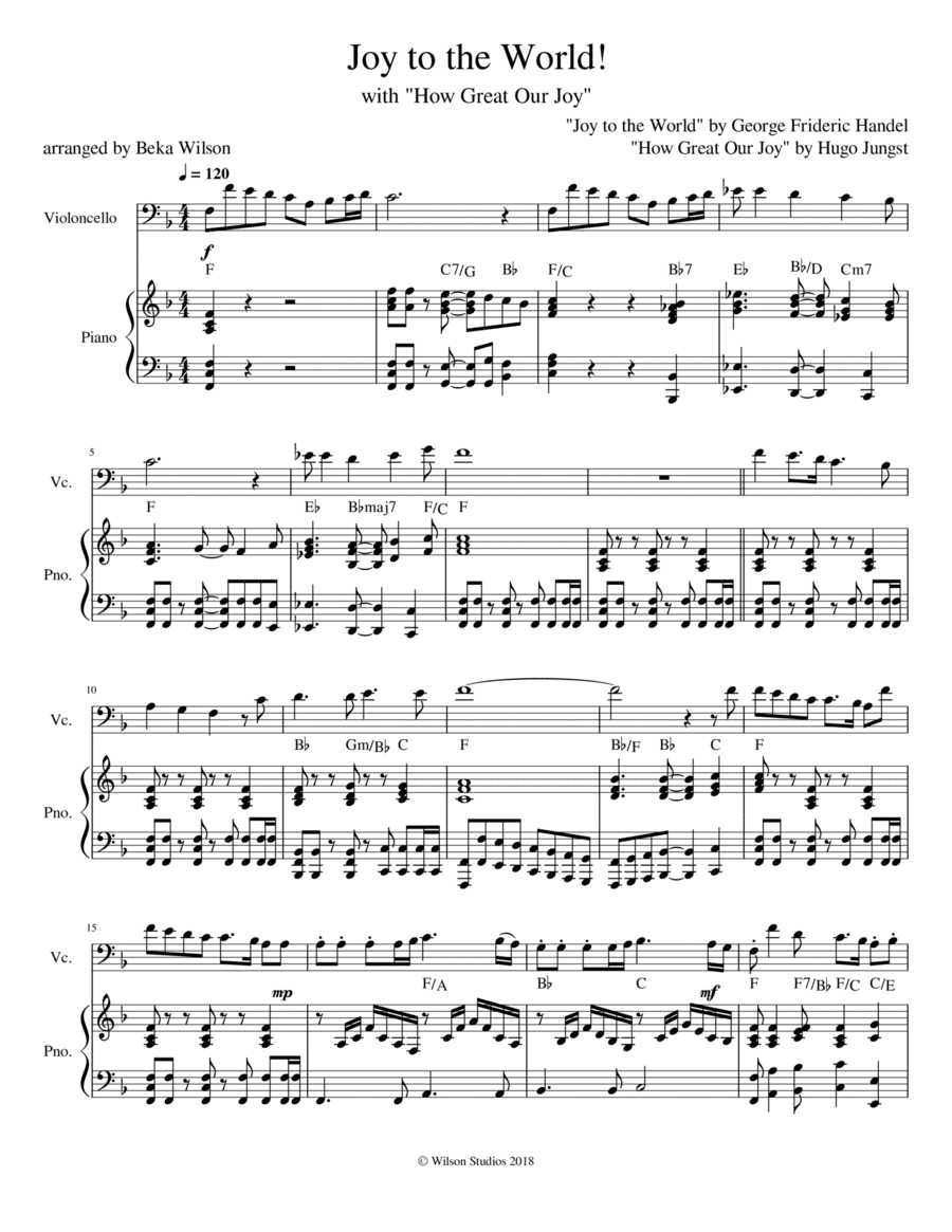 Joy to the World/How Great Our Joy--cello solo (arr. Beka Wilson)