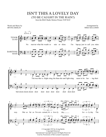 Isn't This A Lovely Day (to Be Caught In The Rain?) (arr. Mike Kelliher)