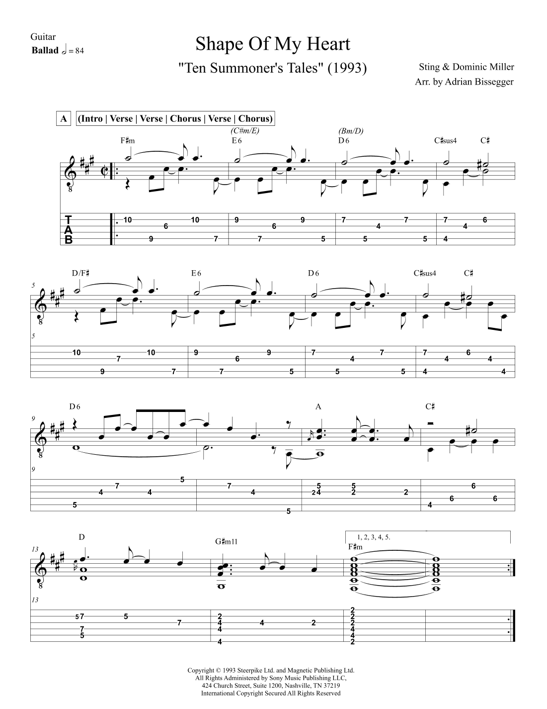 Shape Of My Heart (arr. Adrian Bissegger)