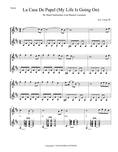 La Casa De Papel (my Life Is Going On) (arr. Lucas A. Welp)