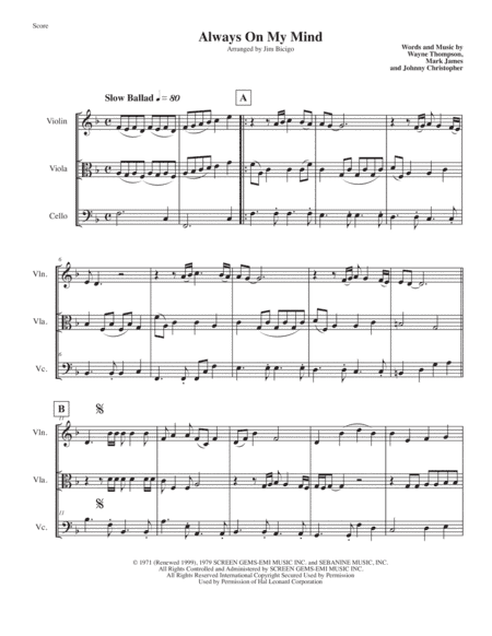Always On My Mind (arr. Jim Bicigo)