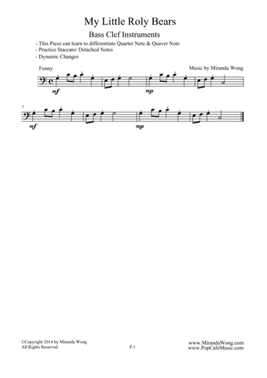My Little Roly Bears - Easy Cello Solo in F Key
