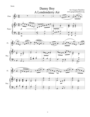 Danny Boy - A Londonderry Air for Flute (intemmediate) and Piano (arr. Gregory Hamilton)