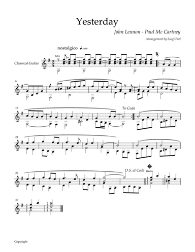 Yesterday (arr. Luigi Pati)