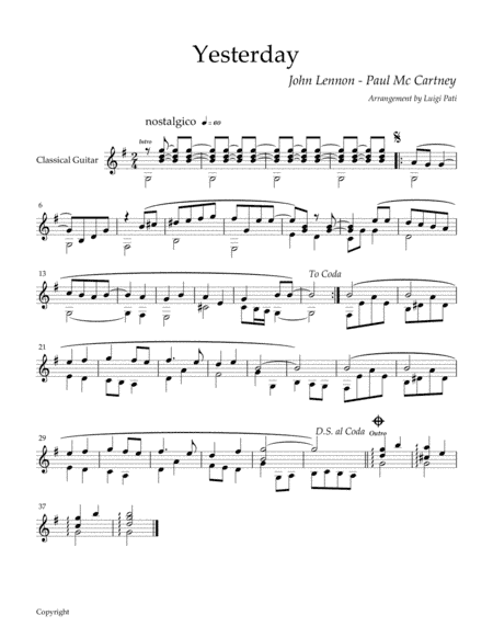 Yesterday (arr. Luigi Pati)