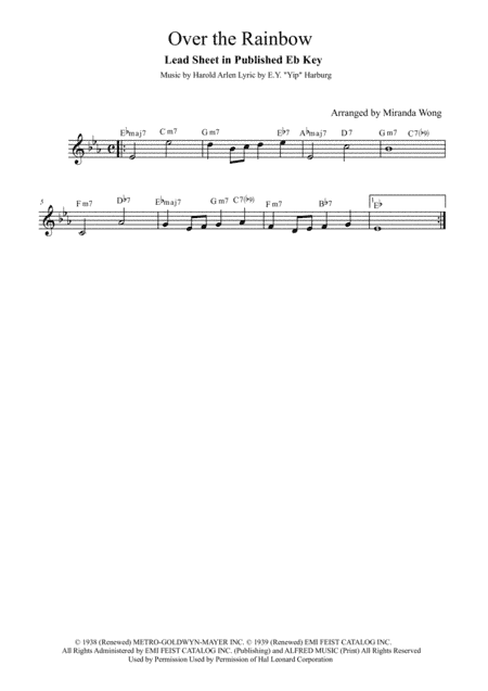 Over The Rainbow (from The Wizard Of Oz) (arr. Miranda Wong)