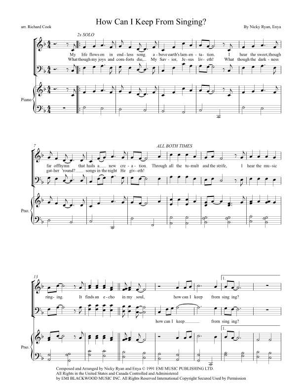 How Can I Keep From Singing (arr. Richard Cook)