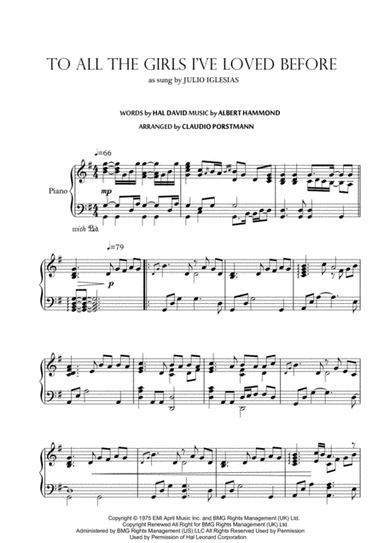 To All The Girls I've Loved Before (arr. Claudio Porstmann)