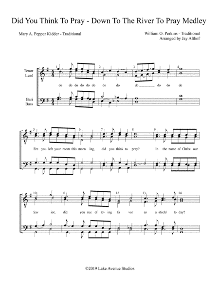 Did You Think To Pray - Down To The River To Pray, Medley (arr. Jay Althof)