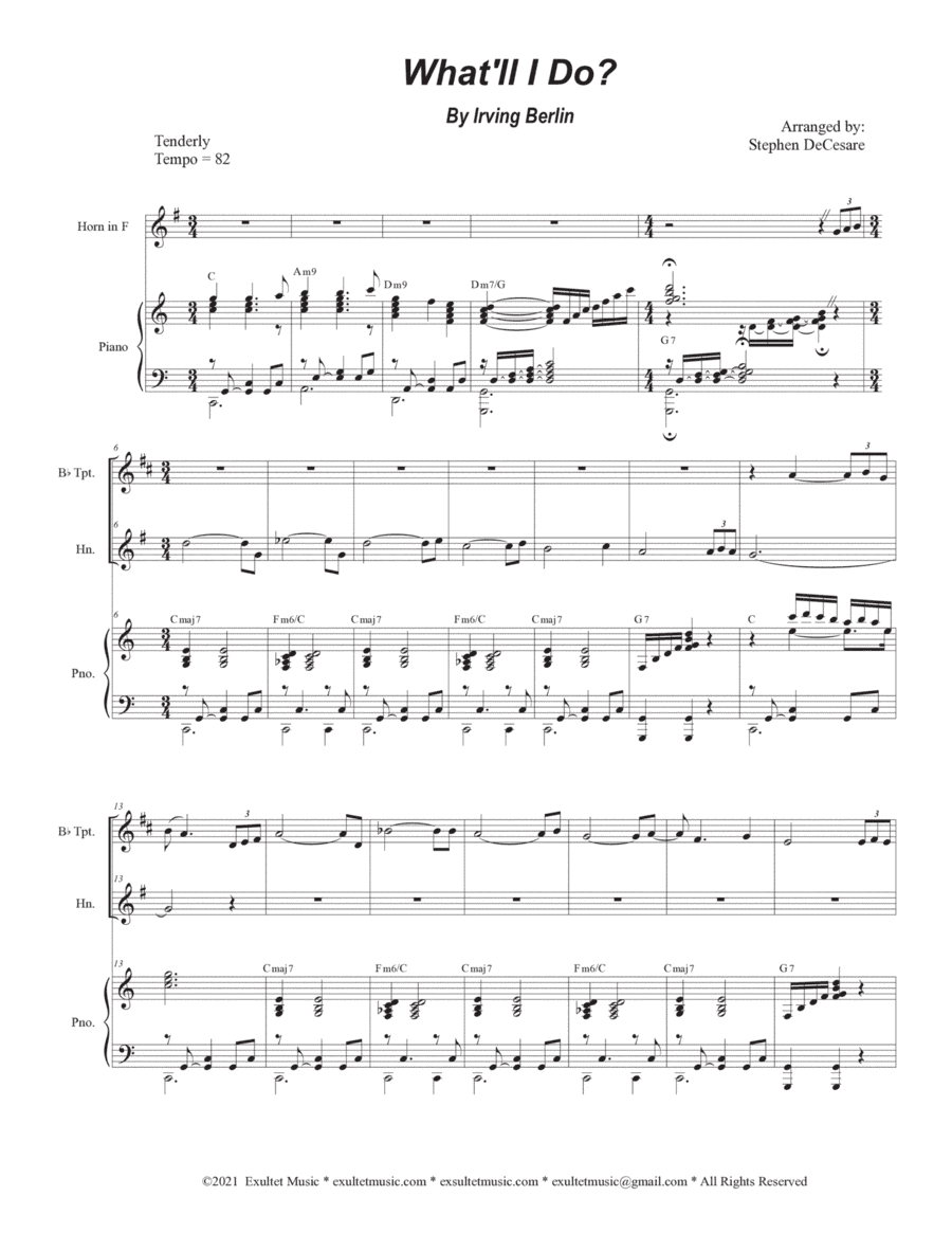 What'll I Do? (Duet for Bb-Trumpet and French Horn) (arr. Stephen DeCesare)