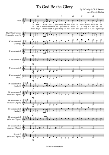 To God be the Glory (arr. Christy Kalfas)