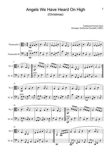 Angels We Have Heard on High - Arranged for Violoncello Duet (arr. Guilherme Facchetti)