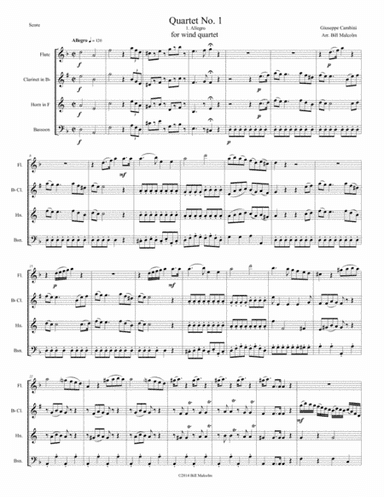 Cambini Quartet No. 1 for wind quartet (arr. Bill Malcolm)