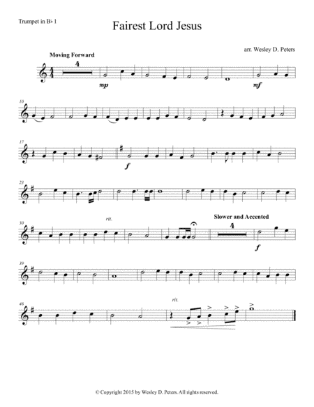 Fairest Lord Jesus (Brass Sextet) (arr. Wesley D. Peters)