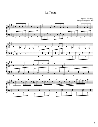 La Tarara (Piano Solo - Spanish Folk Song) (arr. Felix Sun)