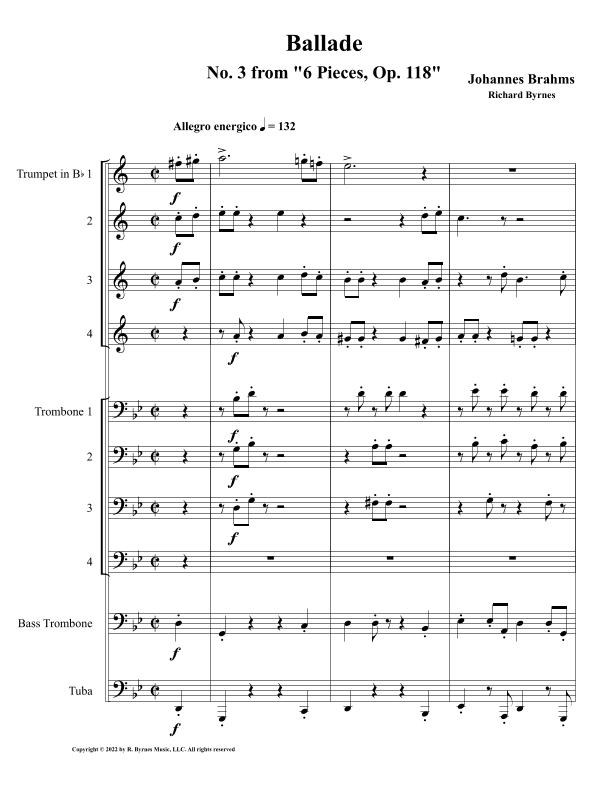 Ballade, Op. 118 (Brass Choir) (arr. Richard Byrnes)
