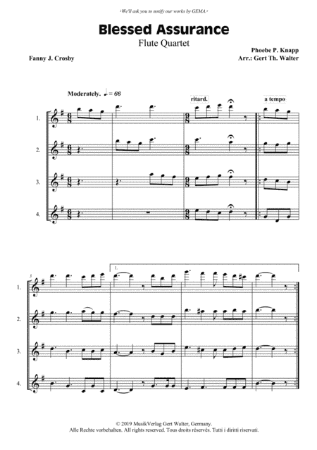 Blessed Assurance (arr. Gert Th. Walter)