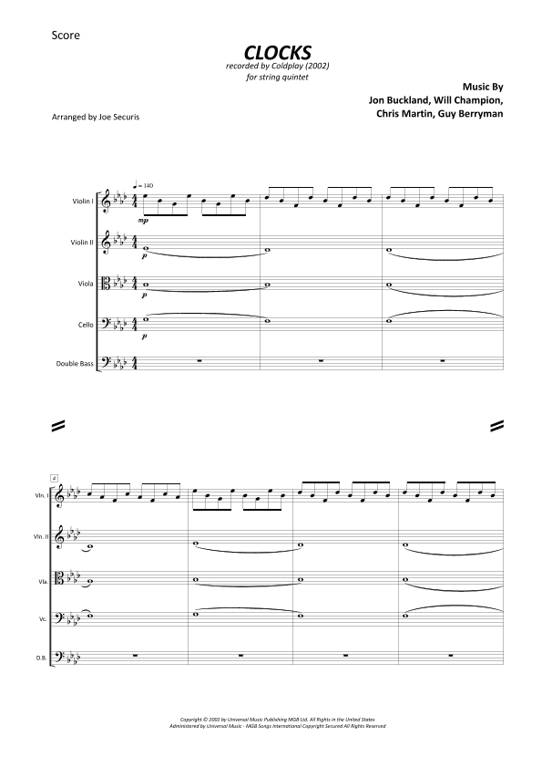 Clocks (arr. Joe Securis)