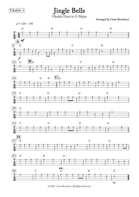 Jingle Bells (Ukulele) - For Duet or Ukulele Group (arr. ACT Bortolucci)