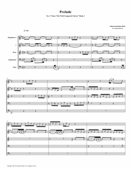 Prelude 17 from Well-Tempered Clavier, Book 2 (Conical Brass Quintet) (arr. Richard Byrnes)