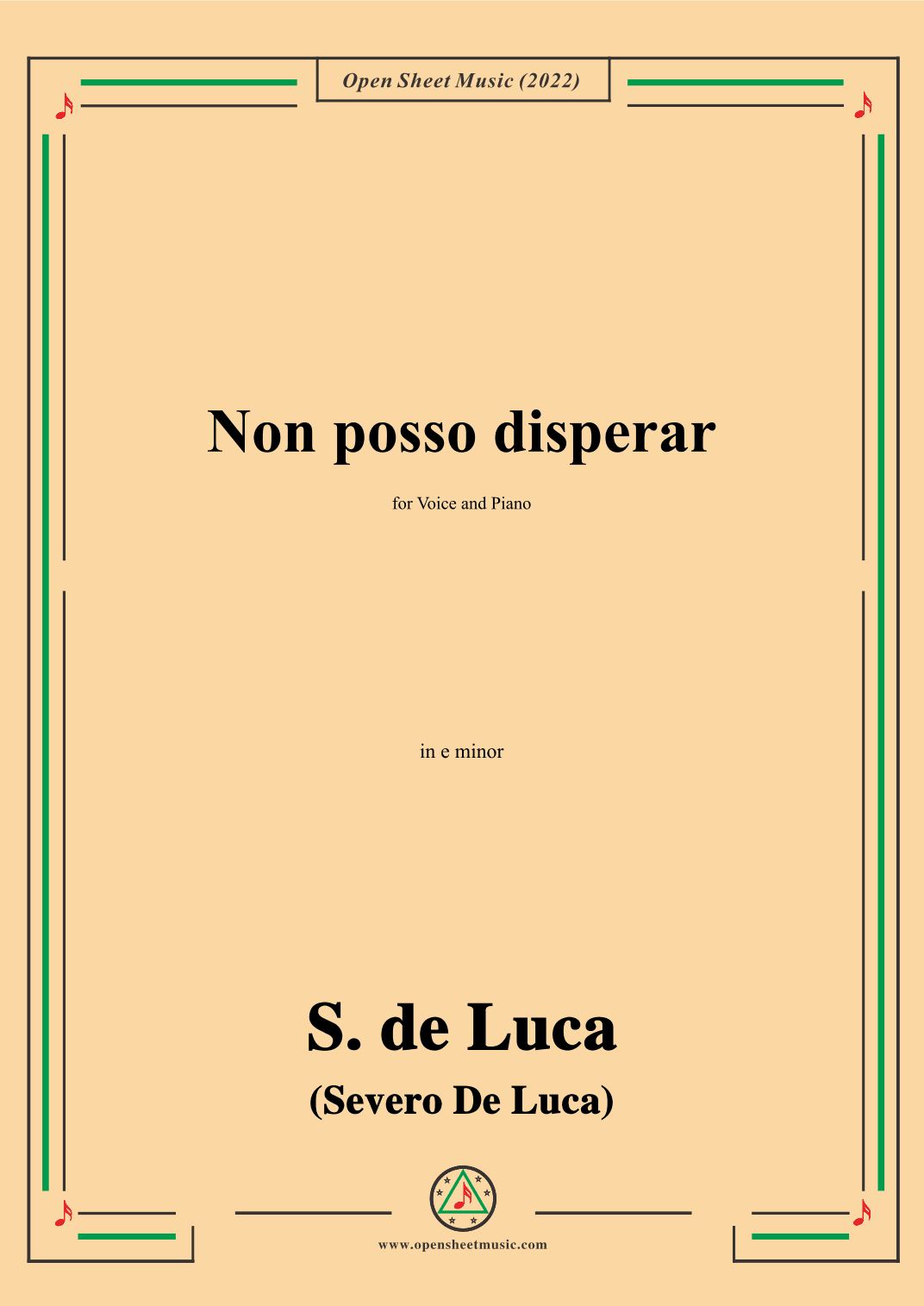 S. de Luca-Non posso disperar,in e minor (arr. OSM Press)