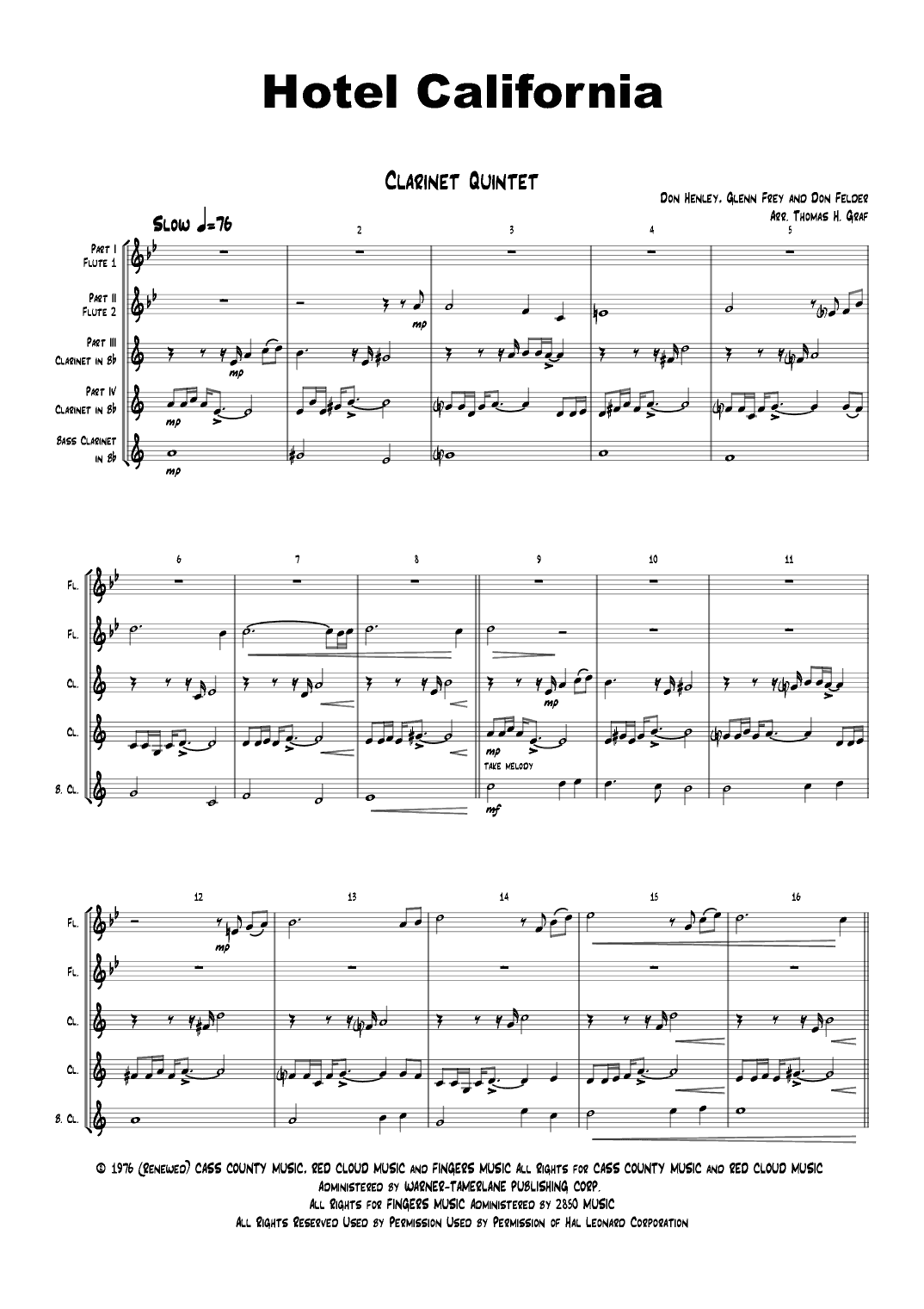 Hotel California (arr. Thomas Graf)