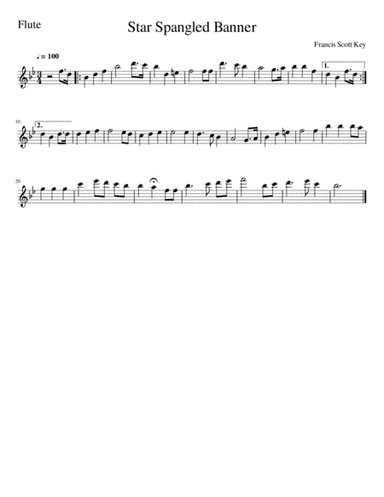 National Anthem  - Flute (arr. Deontrae Peyton)
