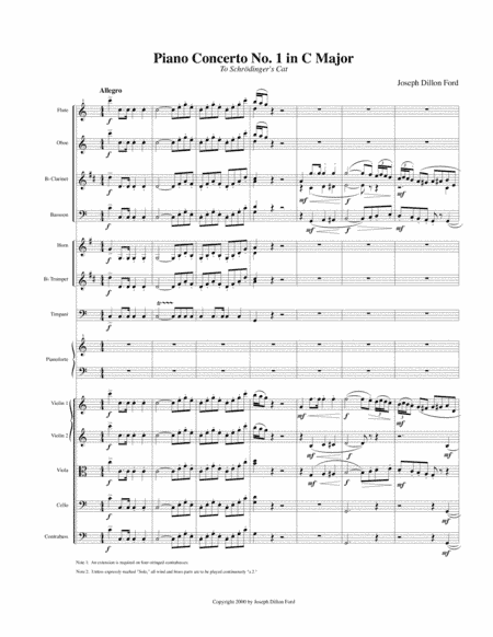 Piano Concerto No. I in C Major ("Schroedinger's Cat") - Orchestral Score and Parts - 1st movement