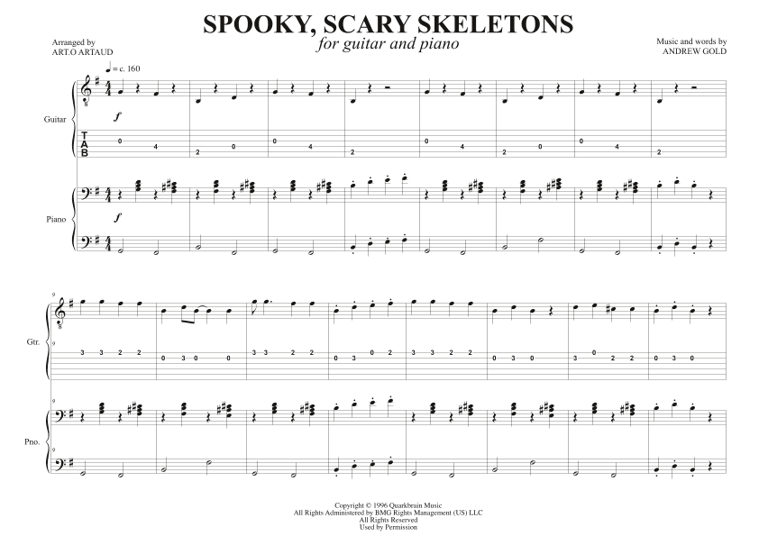 Spooky Scary Skeletons (arr. Art.o Artaud)