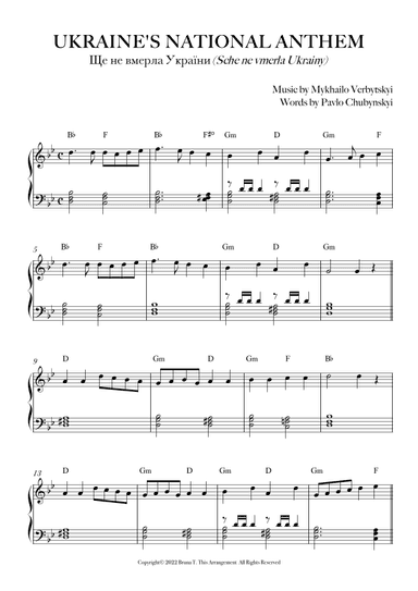 Ukraine's National Anthem (arr. Bruna T.)