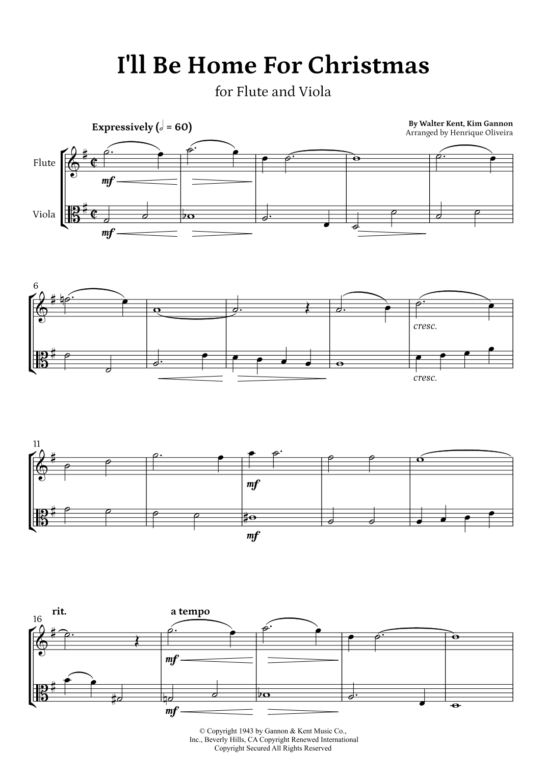 I'll Be Home For Christmas (arr. Henrique Oliveira)