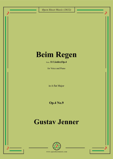 Jenner-Beim Regen,in A flat Major,Op.4 No.9 (arr. OSM Press)