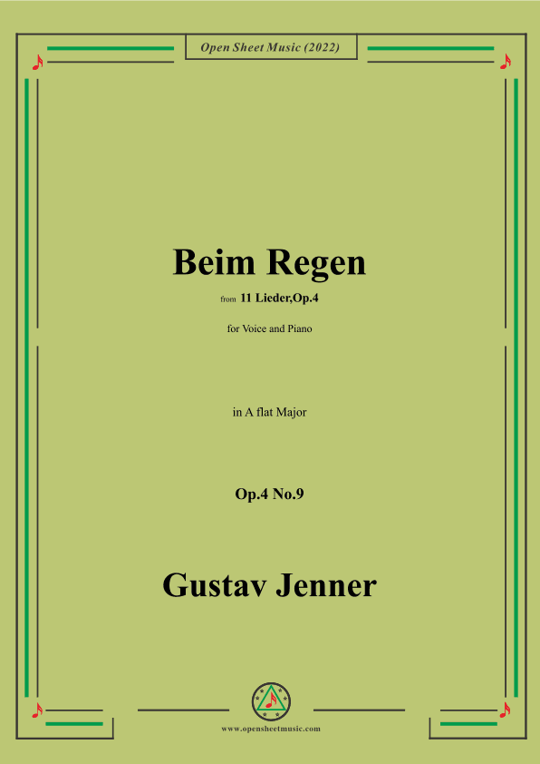 Jenner-Beim Regen,in A flat Major,Op.4 No.9 (arr. OSM Press)