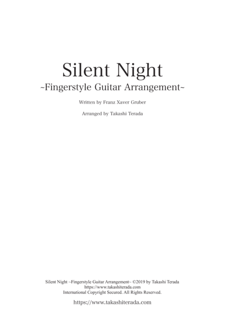 Silent Night ~Fingerstyle Guitar Arrangement~ (arr. Takashi Terada)