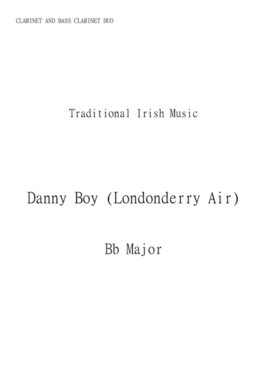 Danny Boy (Londonderry Air) for Bass Clarinet and Clarinet Duo in Bb major. Early Intermediate. (arr. Matheus Araújo)
