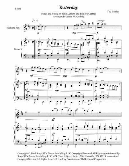 Yesterday (arr. James M. Guthrie)