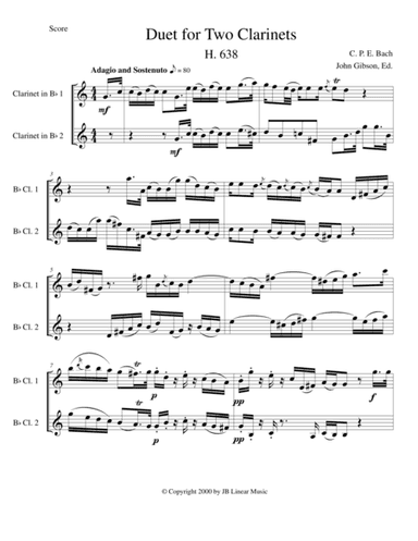 CPE Bach Duet for Two Clarinets (arr. John Gibson)