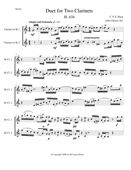 CPE Bach Duet for Two Clarinets (arr. John Gibson)