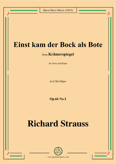 Richard Strauss-Einst kam der Bock als Bote,in G flat Major,Op.66 No.2 (arr. OSM Press)