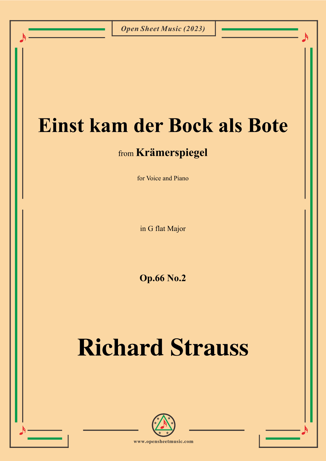 Richard Strauss-Einst kam der Bock als Bote,in G flat Major,Op.66 No.2 (arr. OSM Press)