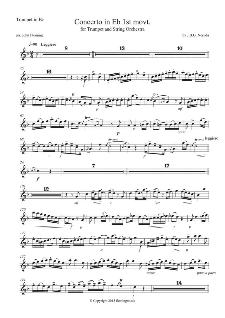 Neruda Trumpet Concerto in Eb (trumpet parts for Bb trumpet) (arr. John Fleming)
