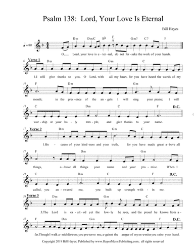 PSALM 138:  LORD, YOUR LOVE IS ETERNAL