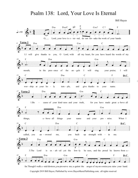 PSALM 138:  LORD, YOUR LOVE IS ETERNAL