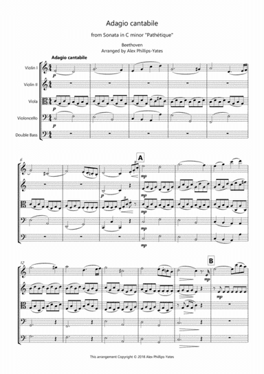 Andante cantabile from Sonata in C minor "Pathétique" (Beethoven) - String Orchestra or Quartet (arr. Alex Phillips-Yates)