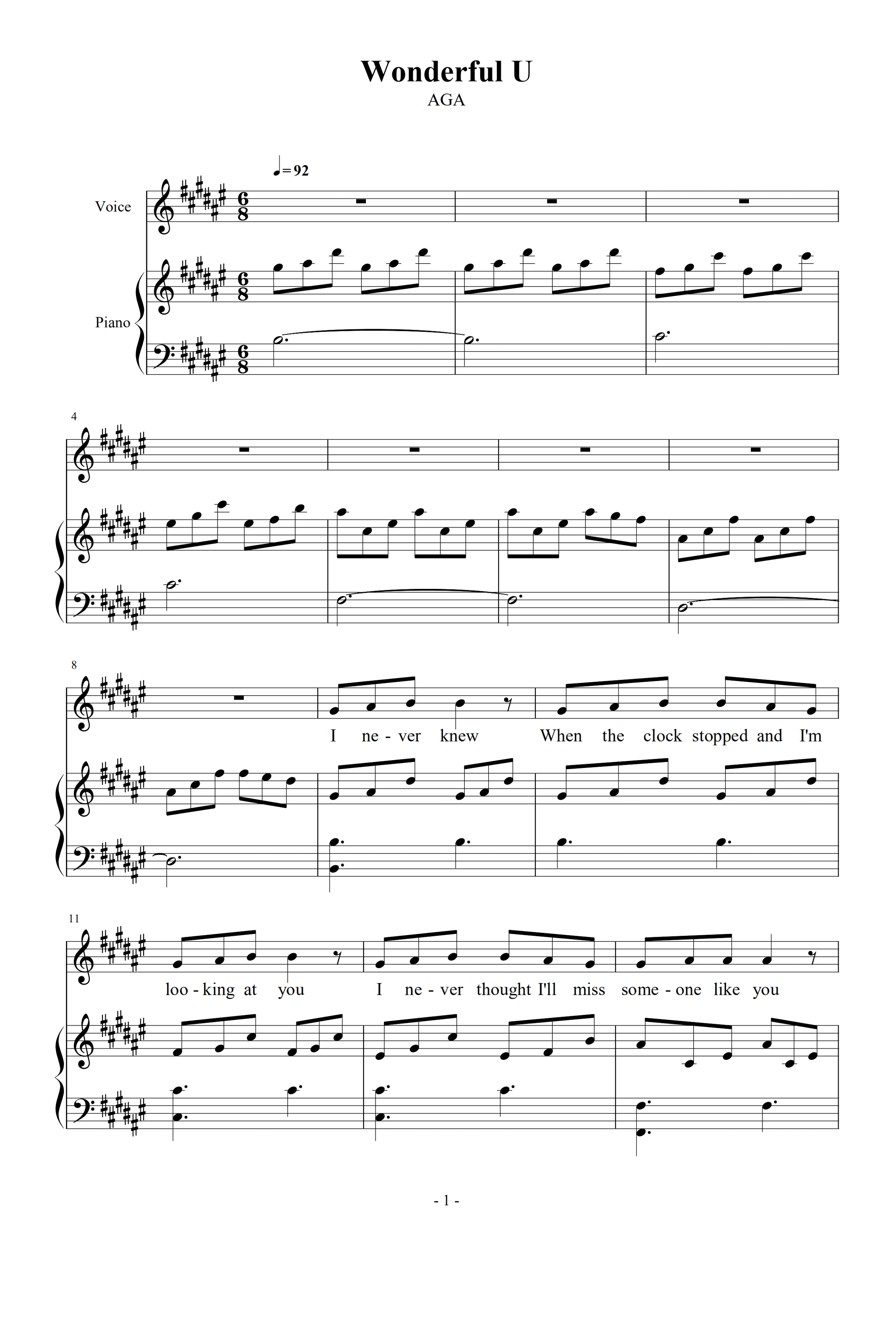 Wonderful U (arr. Aga)