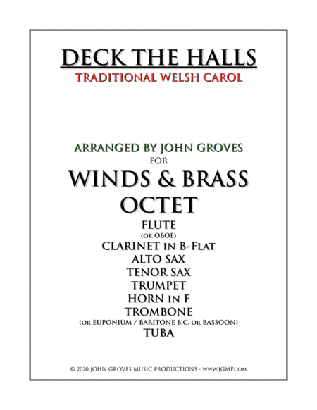 Deck The Halls - Winds & Brass Octet (arr. John Groves)